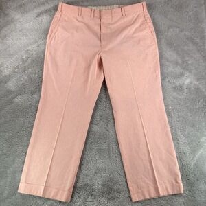 Vintage Corbin Pants Mens 38x28 Pink Flat Front Cuffed Dress Golf Trousers - EUC
